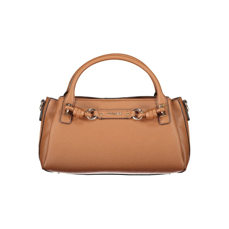 Sac femme en polyuréthane marron Guess Jeans avec bandoulière réglable