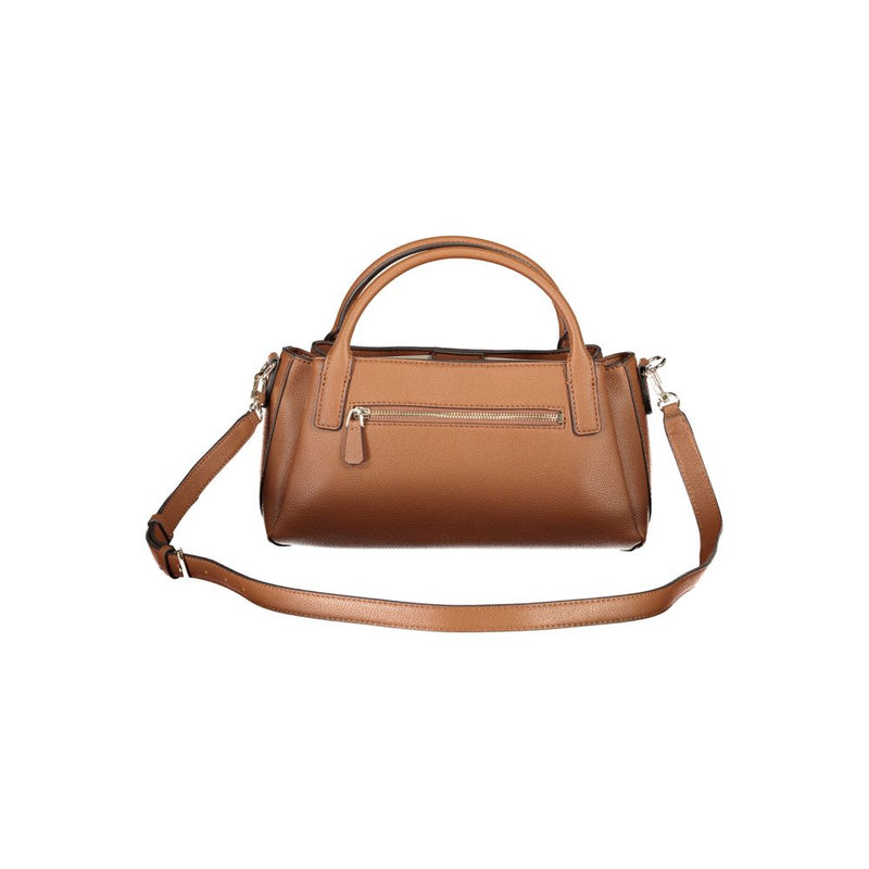 Sac femme en polyuréthane marron Guess Jeans avec bandoulière réglable