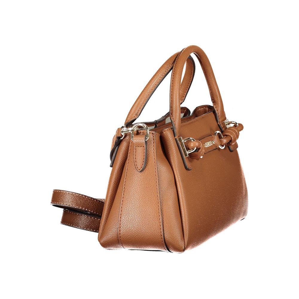 Sac femme en polyuréthane marron Guess Jeans avec bandoulière réglable