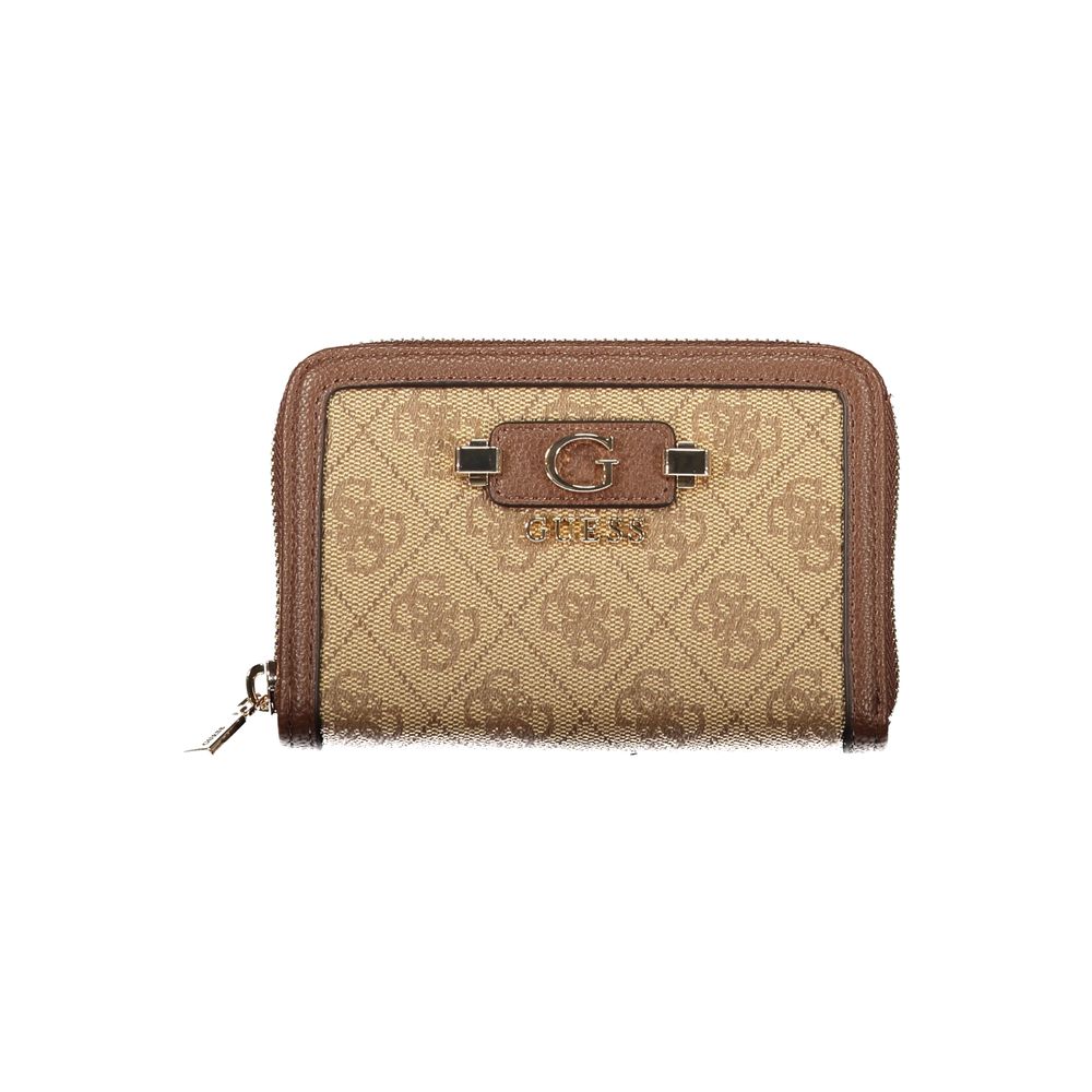 Portefeuille femme Guess Jeans beige en polyuréthane