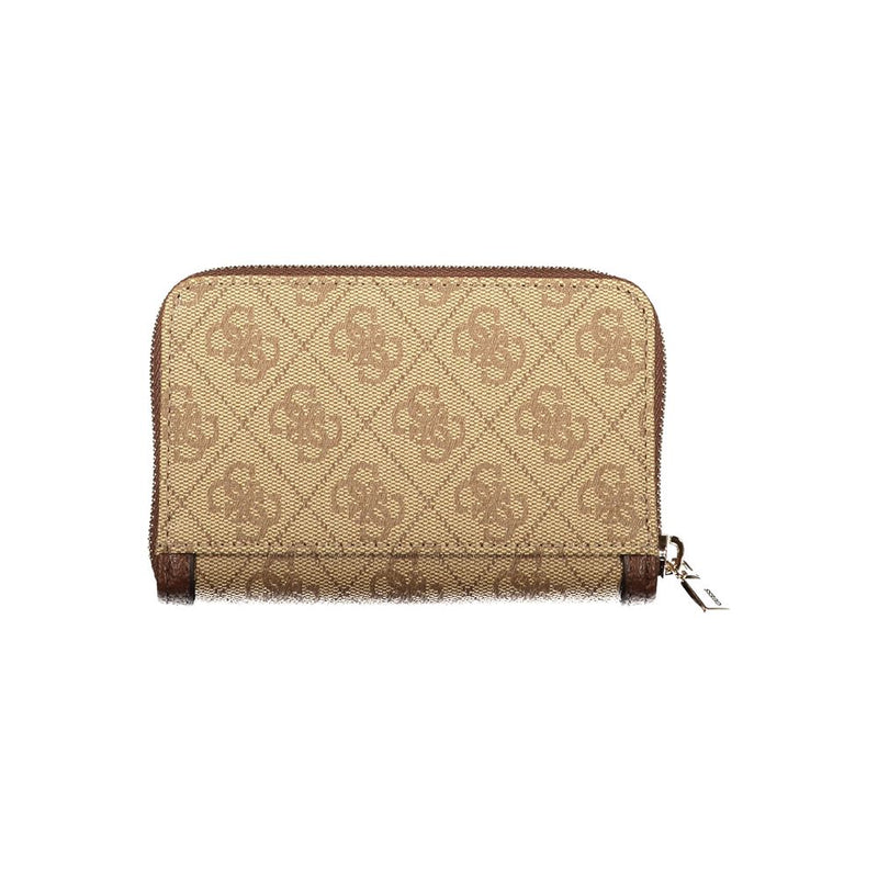 Portefeuille femme Guess Jeans beige en polyuréthane