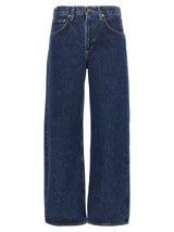 Jean en coton bleu doré