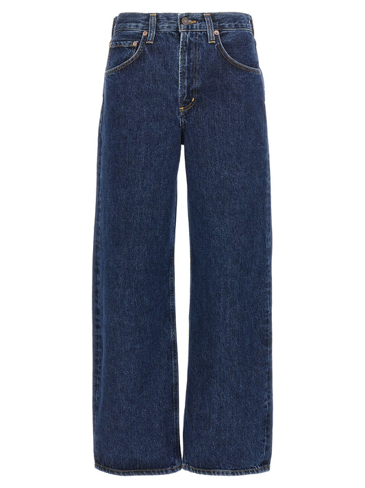 Jean en coton bleu doré