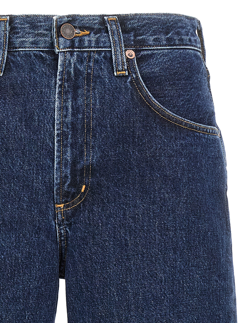 Jean en coton bleu doré
