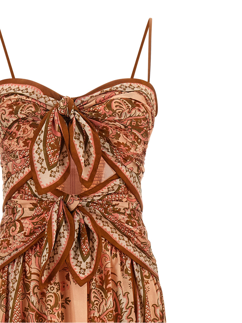 Robe midi en soie multicolore Zimmermann