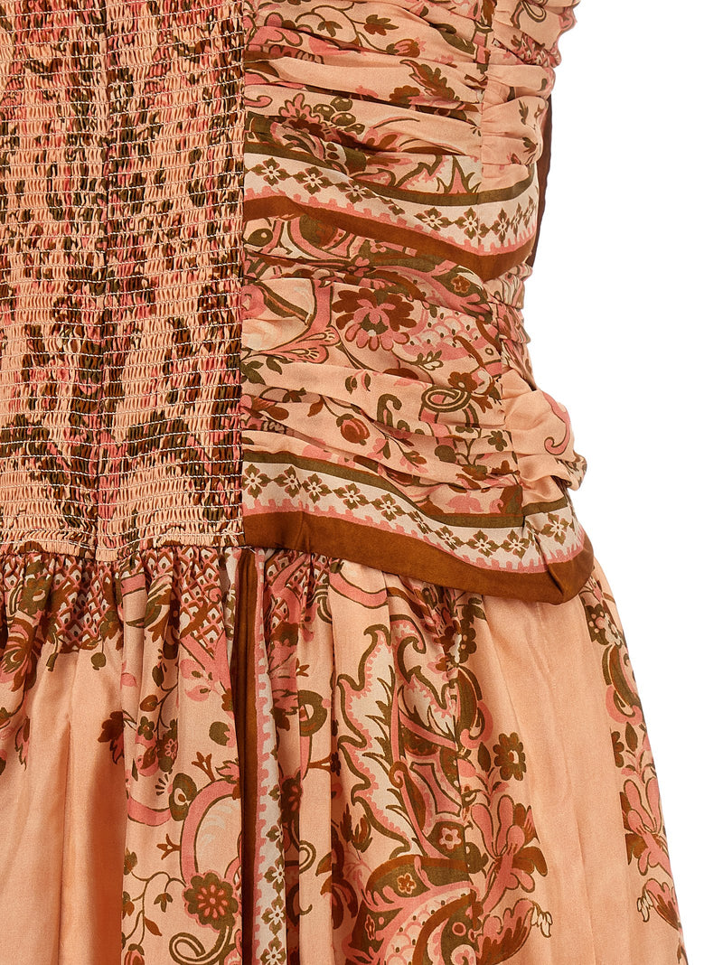 Robe midi en soie multicolore Zimmermann