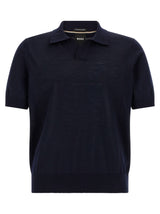 Hugo Boss Blue Virgin Wool Polo Shirt