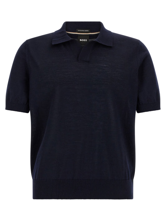 Hugo Boss Blue Virgin Wool Polo Shirt