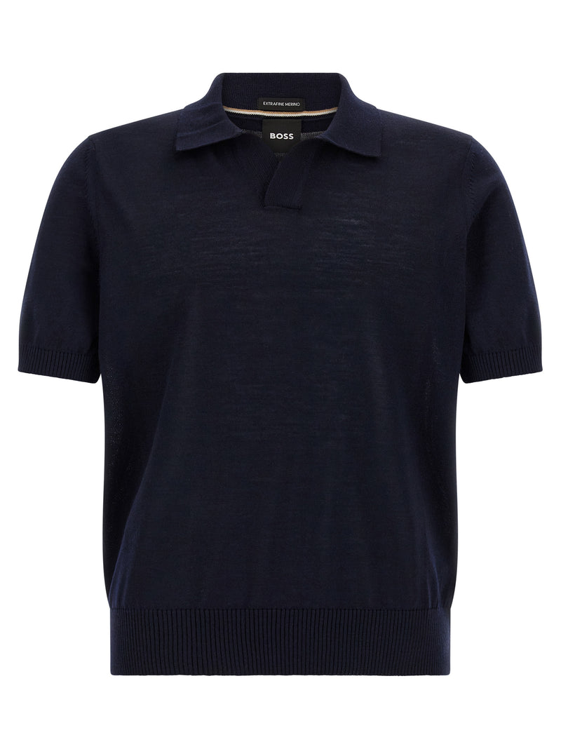 Hugo Boss Blue Virgin Wool Polo Shirt