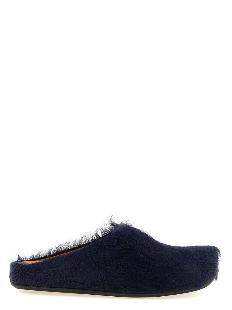 Mules Marni en cuir de veau bleu