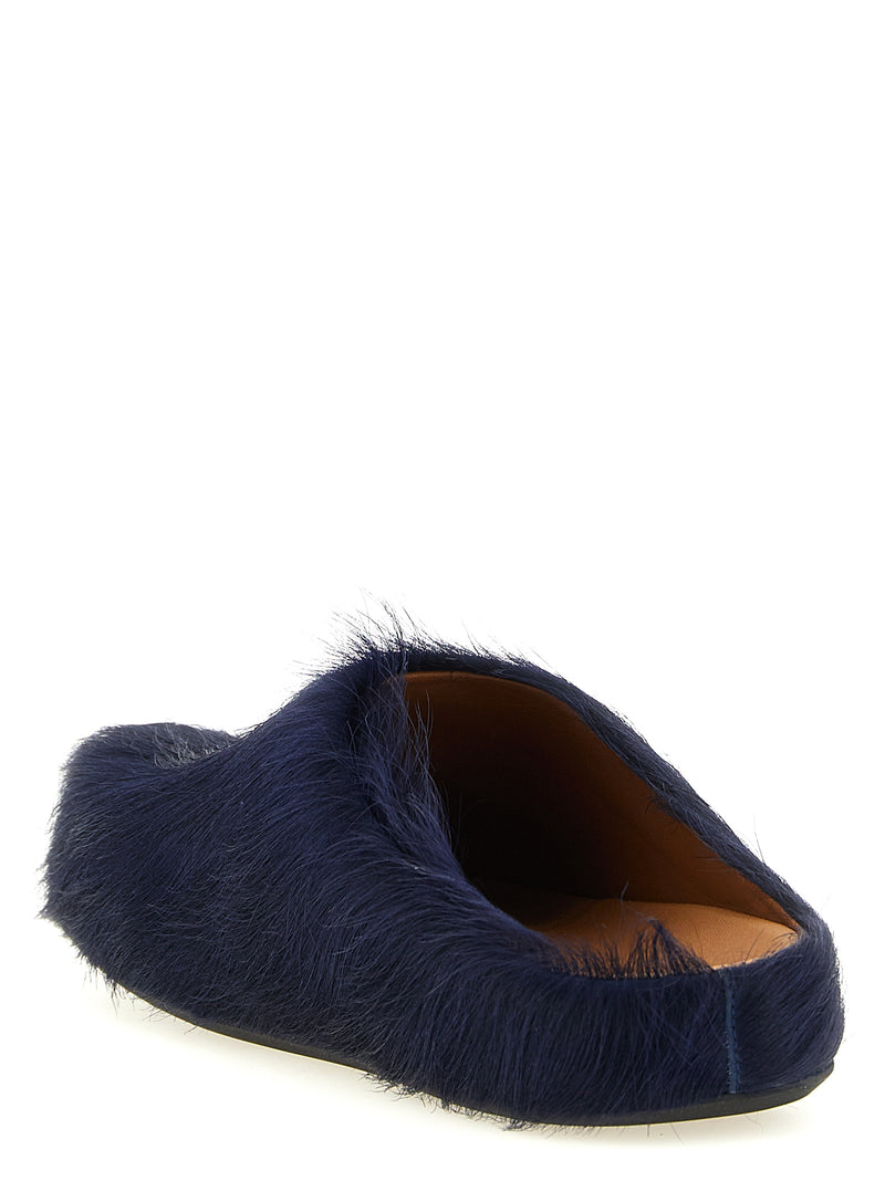 Mules Marni en cuir de veau bleu