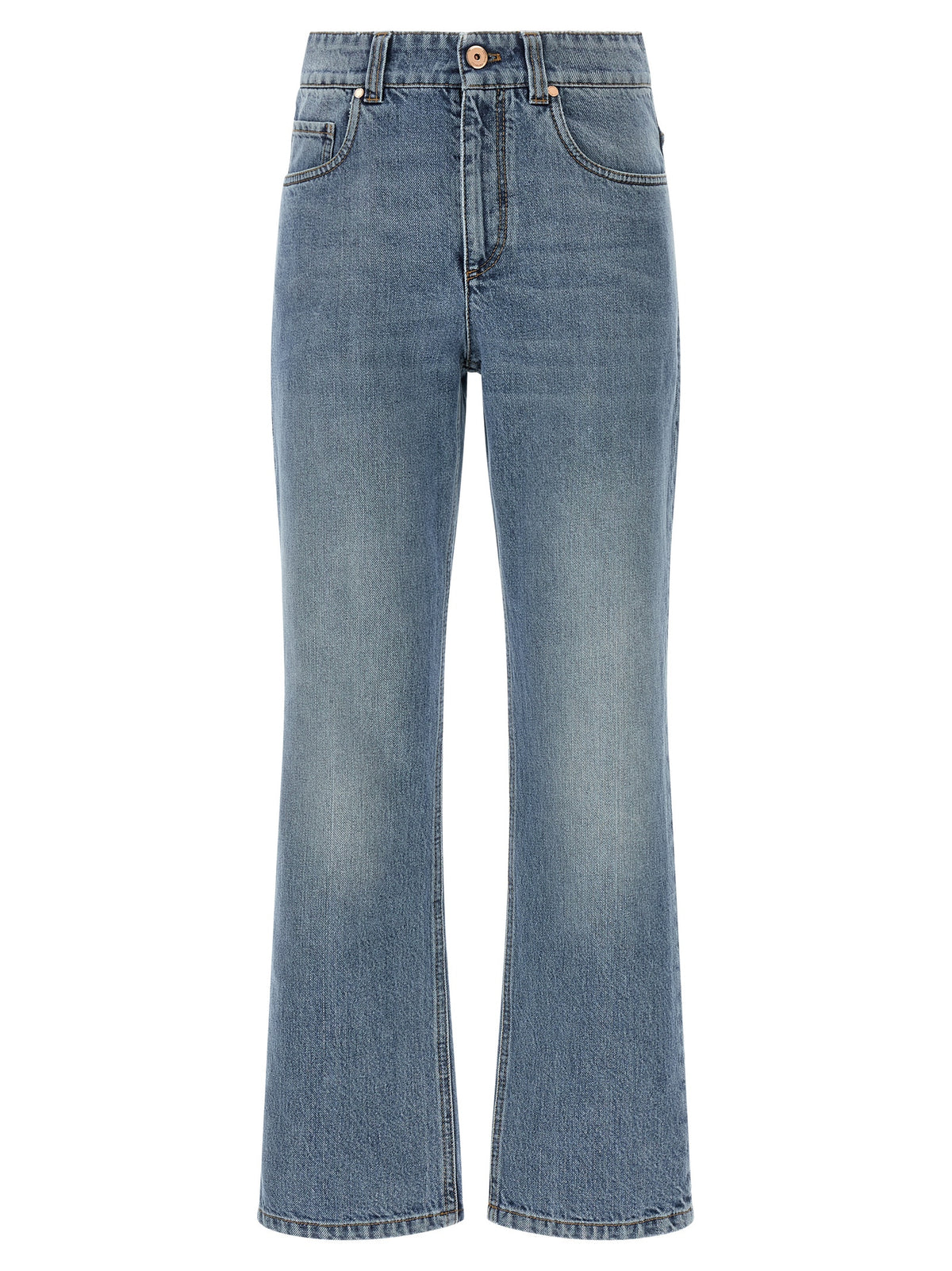 Brunello Cucinelli Jean court en coton bleu