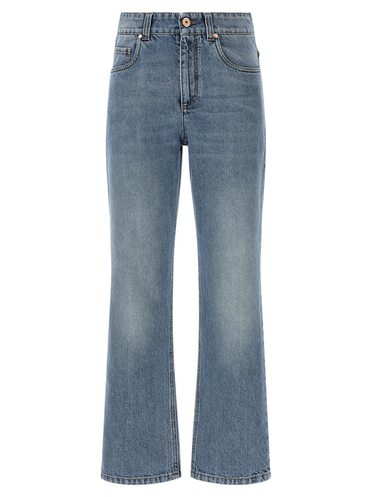 Brunello Cucinelli Jean court en coton bleu