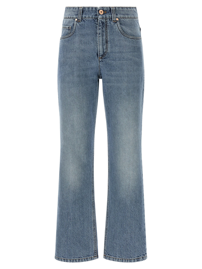 Brunello Cucinelli Blue Cotton Cropped Jeans