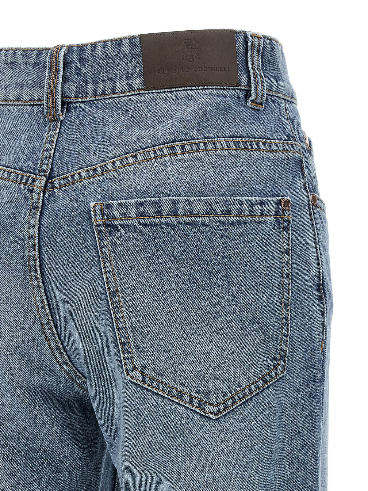 Brunello Cucinelli Jean court en coton bleu