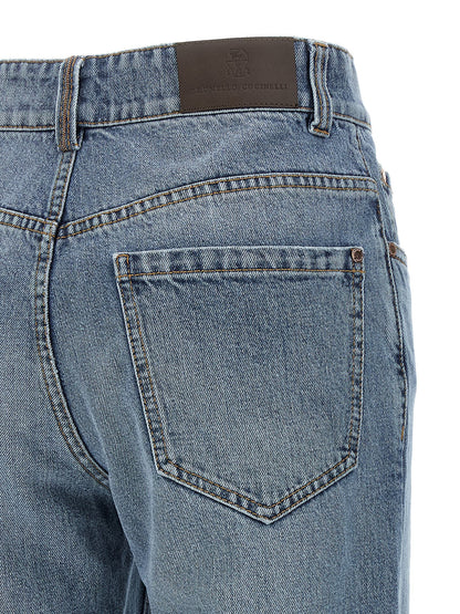 Brunello Cucinelli Blue Cotton Cropped Jeans