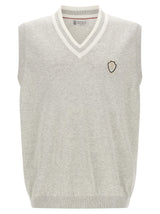 Pull sans manches gris en coton Brunello Cucinelli