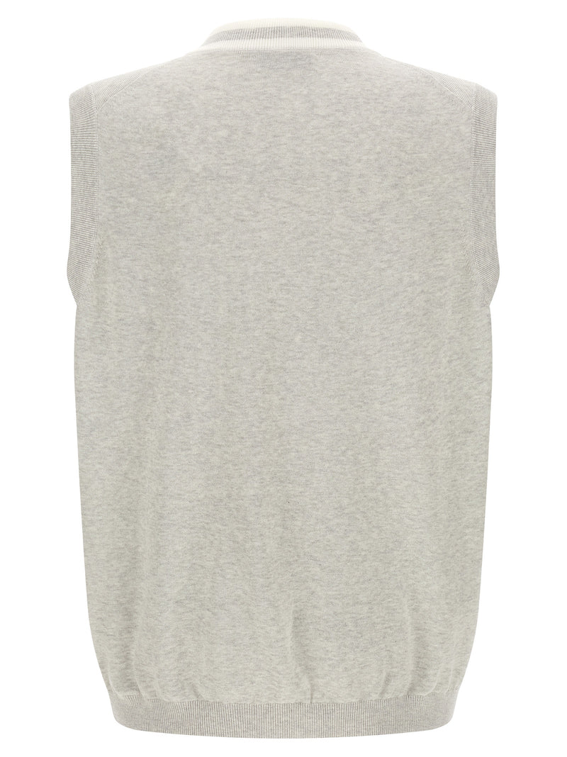 Brunello Cucinelli Gray Cotton Sleeveles Sweater