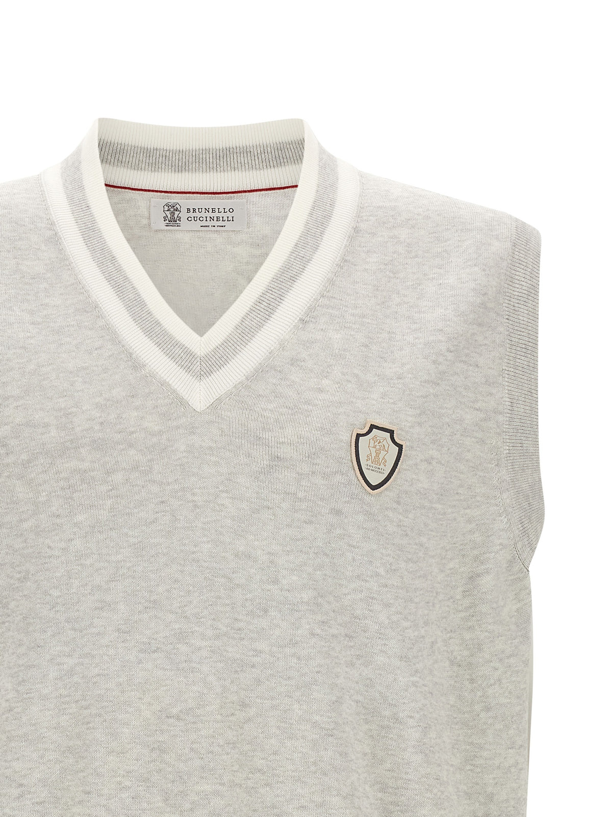 Pull sans manches gris en coton Brunello Cucinelli