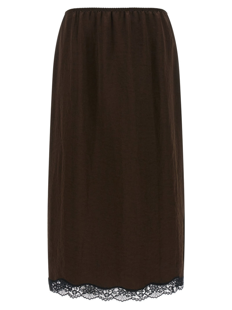Twinset Brown Marabou Midi Skirt