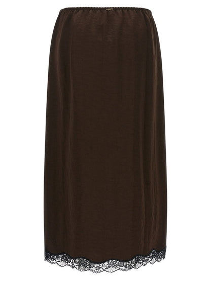 Twinset Brown Marabou Midi Skirt