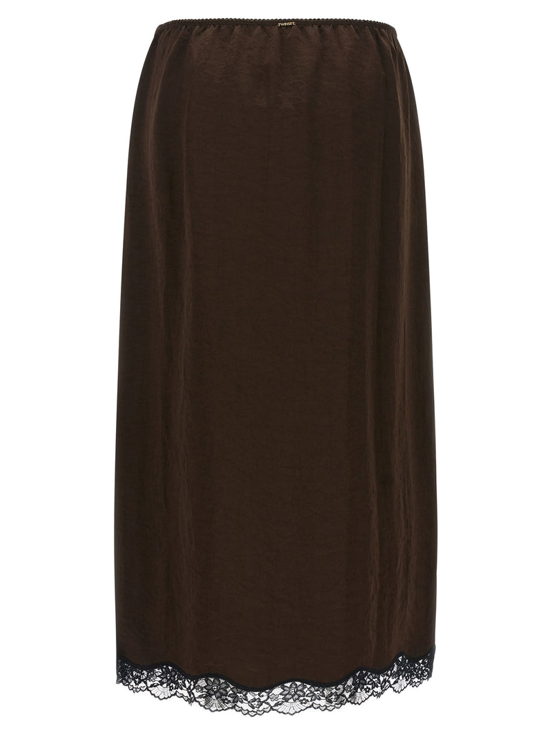Twinset Brown Marabou Midi Skirt