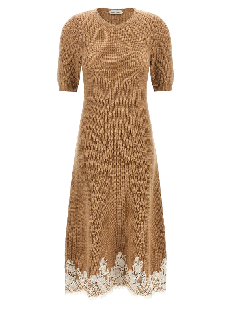 Alberta Ferretti Brown Cashmere Midi Dress