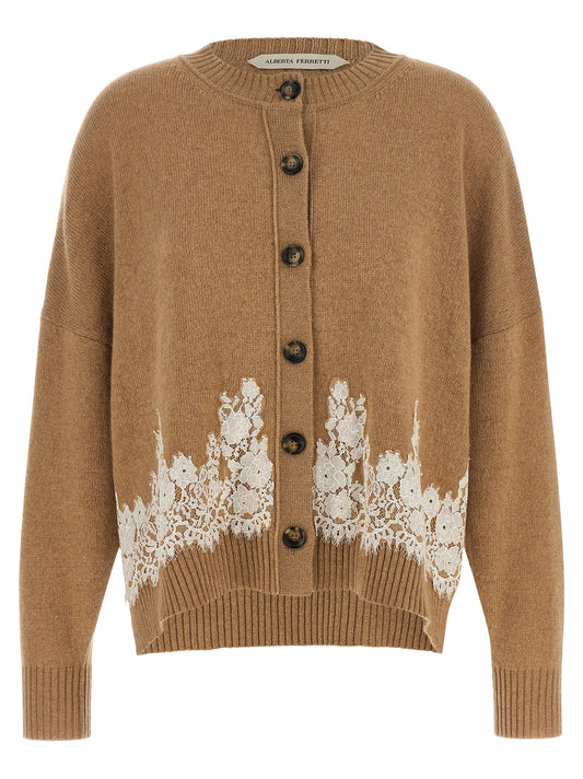 Cardigan en cachemire marron Alberta Ferretti