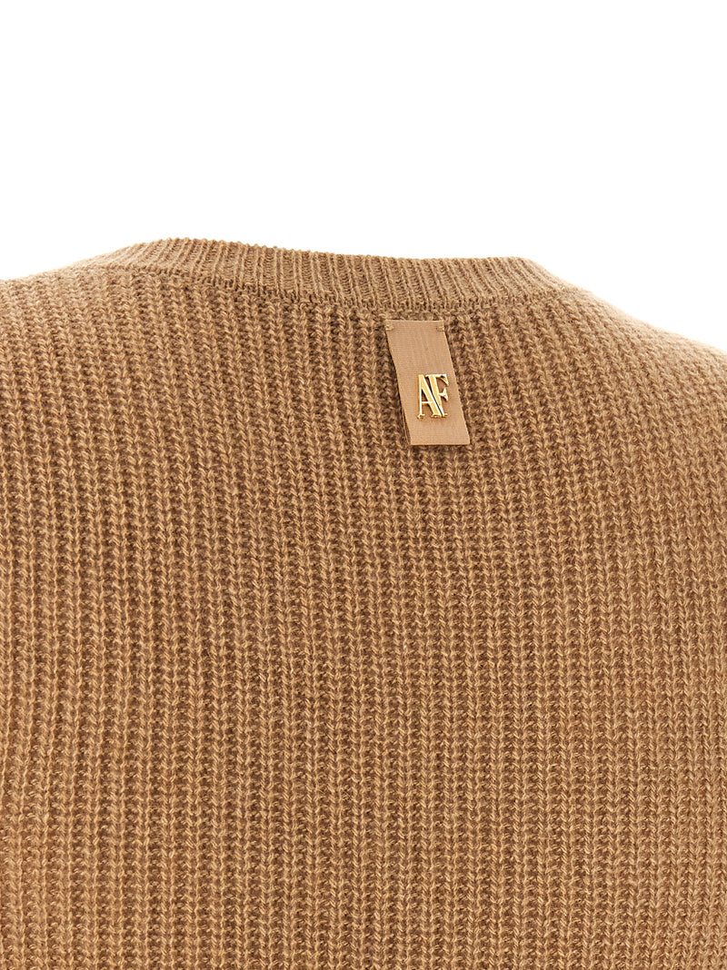Alberta Ferretti Brown Cashmere Midi Dress