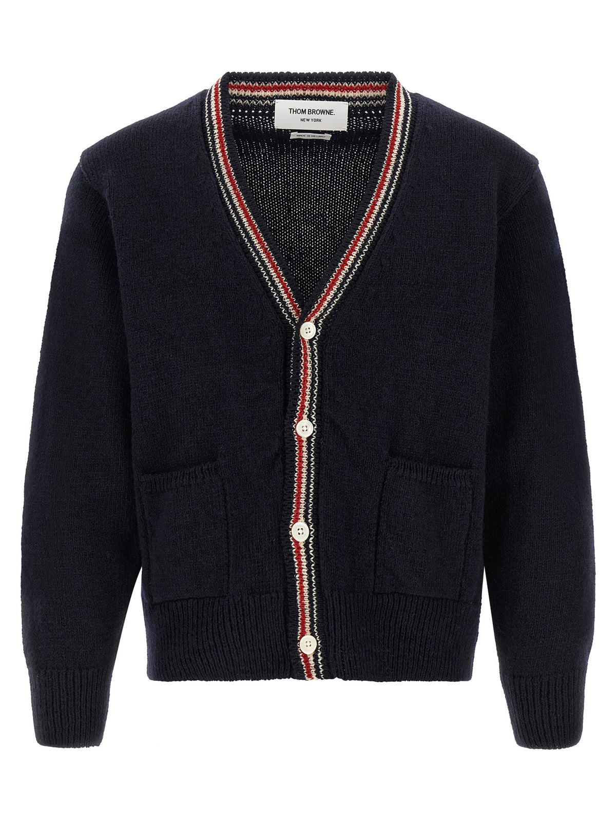 Cardigan en laine bleue Thom Browne
