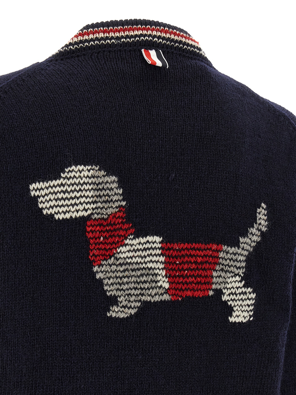 Cardigan en laine bleue Thom Browne