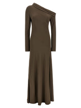 Robe longue en viscose marron Alberta Ferretti