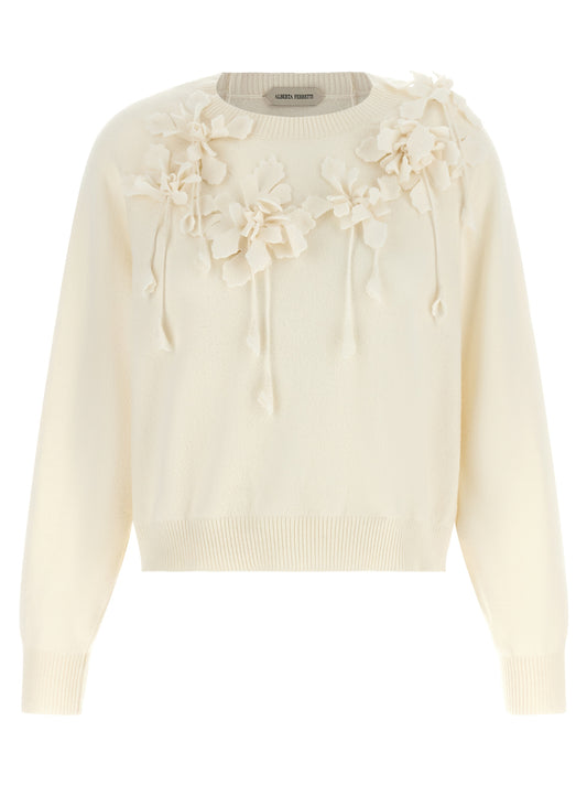 Gilet en laine vierge blanc Alberta Ferretti