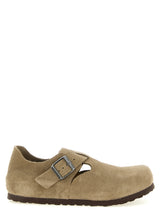 Sabots Birkenstock en cuir suédé beige