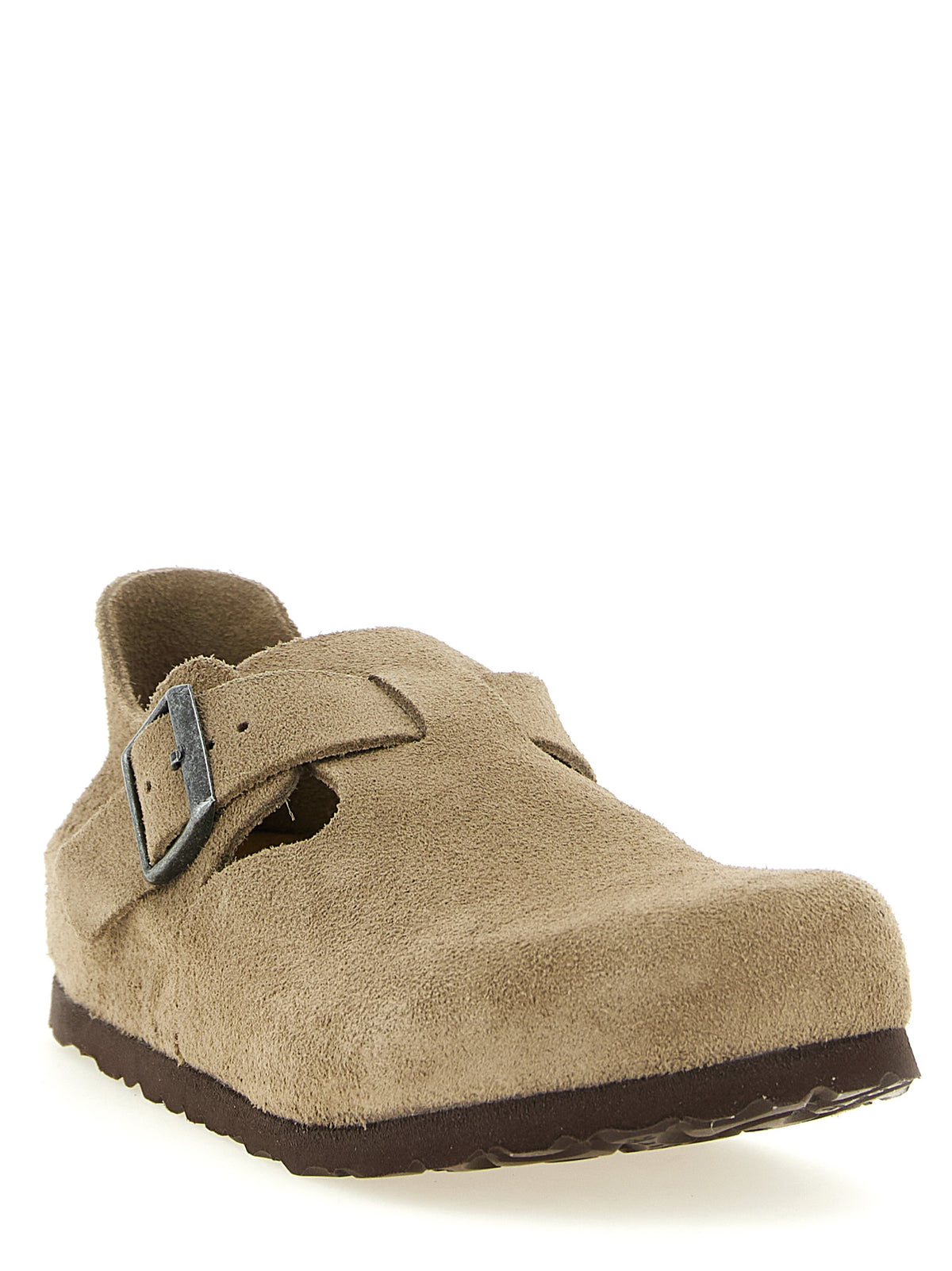 Sabots Birkenstock en cuir suédé beige