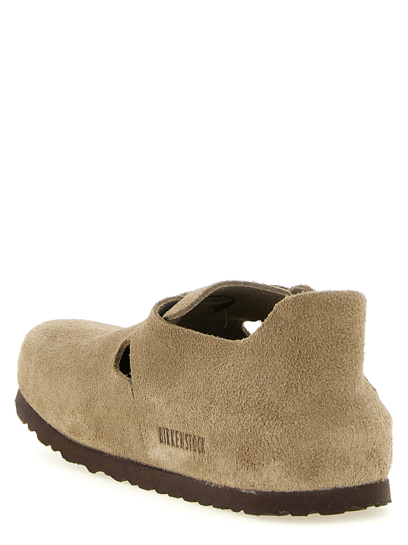 Sabots Birkenstock en cuir suédé beige