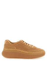 Baskets compensées en polyester beige Chloé
