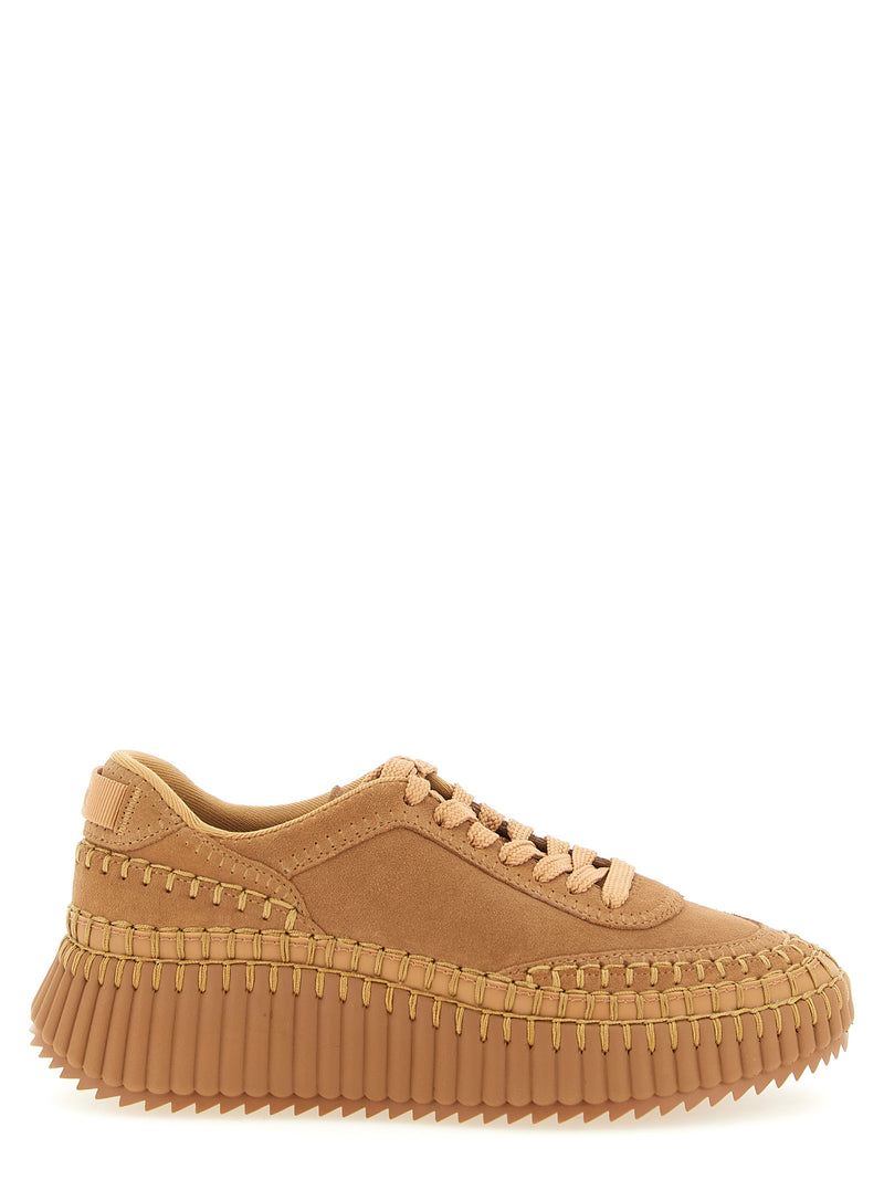 Baskets compensées en polyester beige Chloé