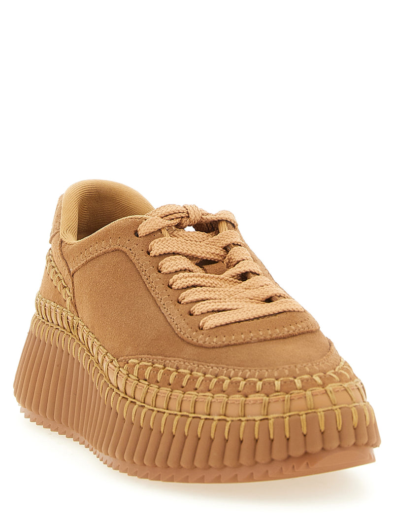 Baskets compensées en polyester beige Chloé