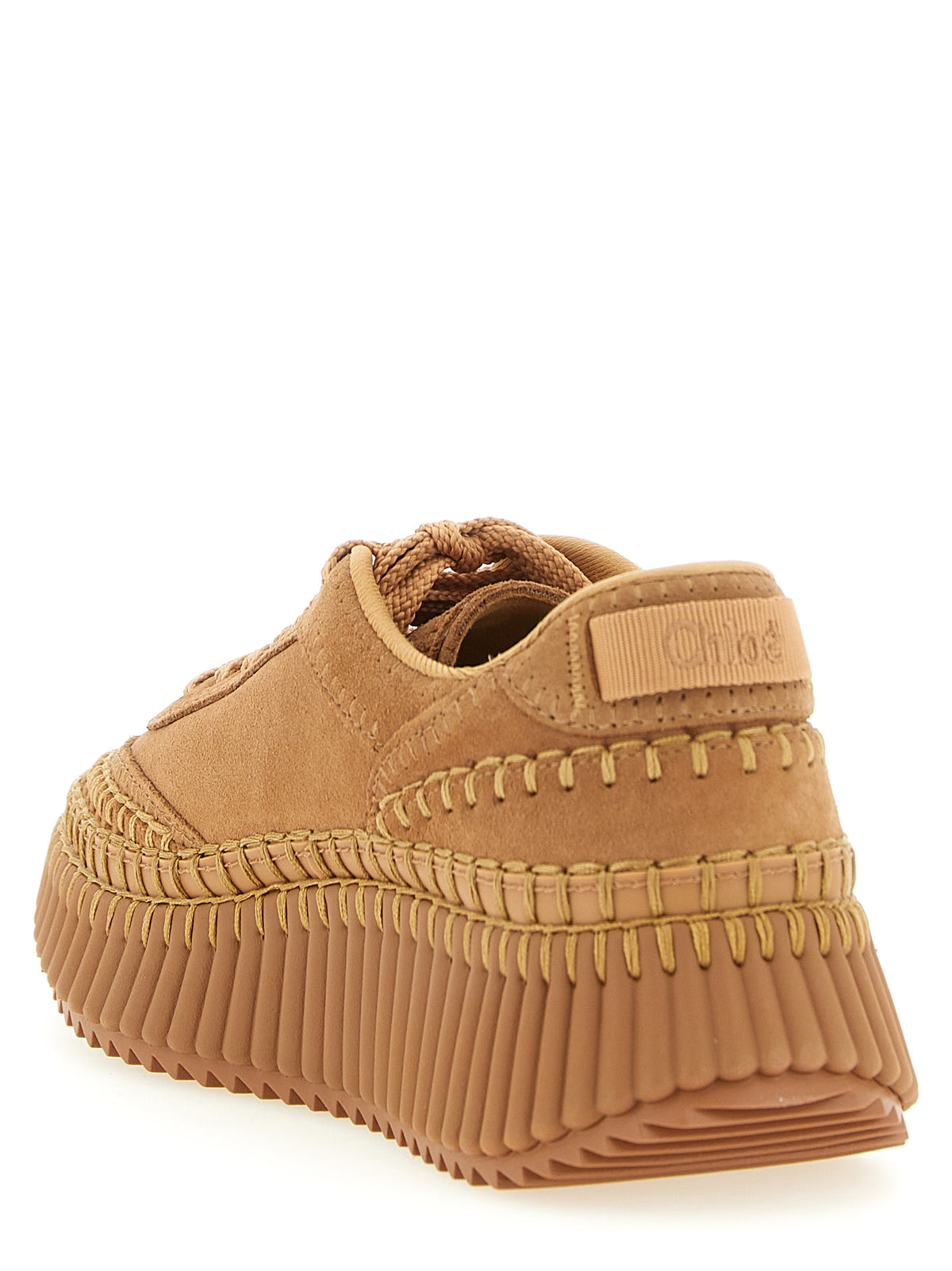 Baskets compensées en polyester beige Chloé