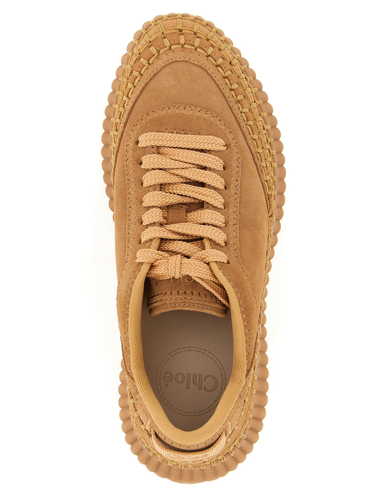 Baskets compensées en polyester beige Chloé