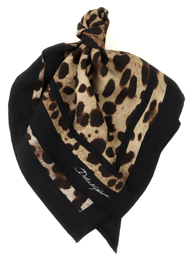 Foulard en soie marron Dolce & Gabbana