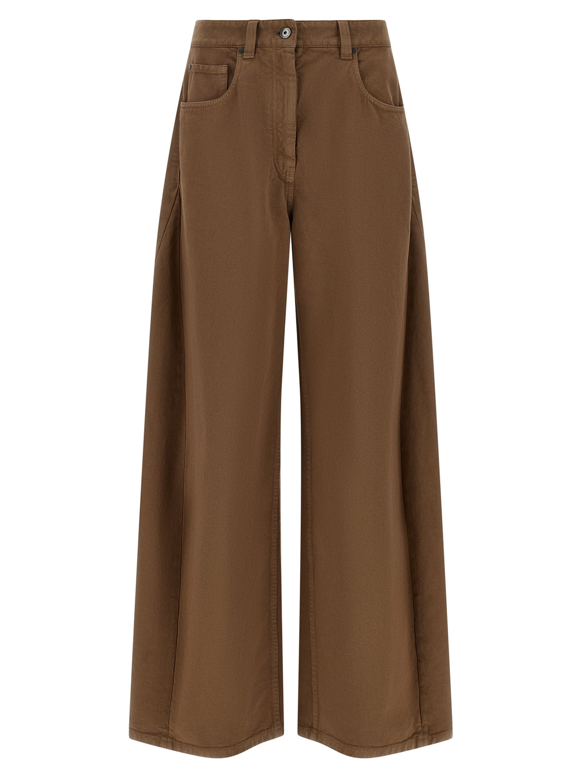 Pantalon décontracté en coton marron Brunello Cucinelli
