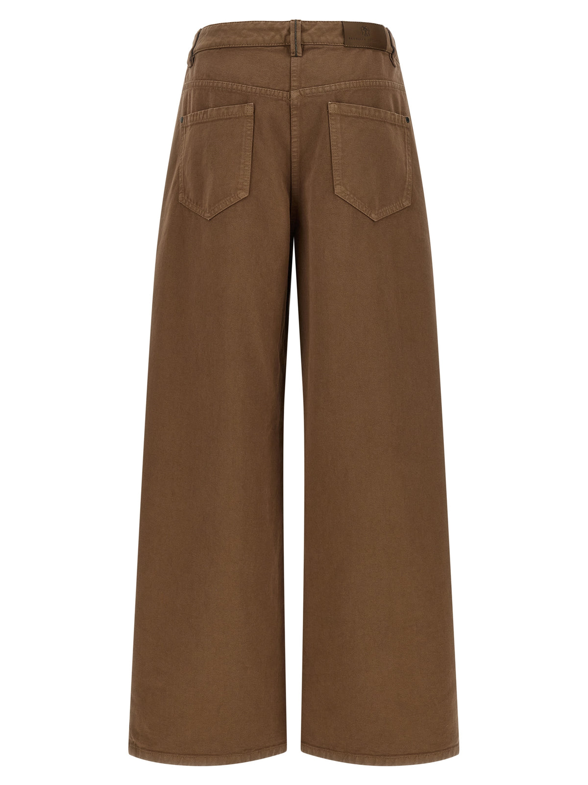 Pantalon décontracté en coton marron Brunello Cucinelli
