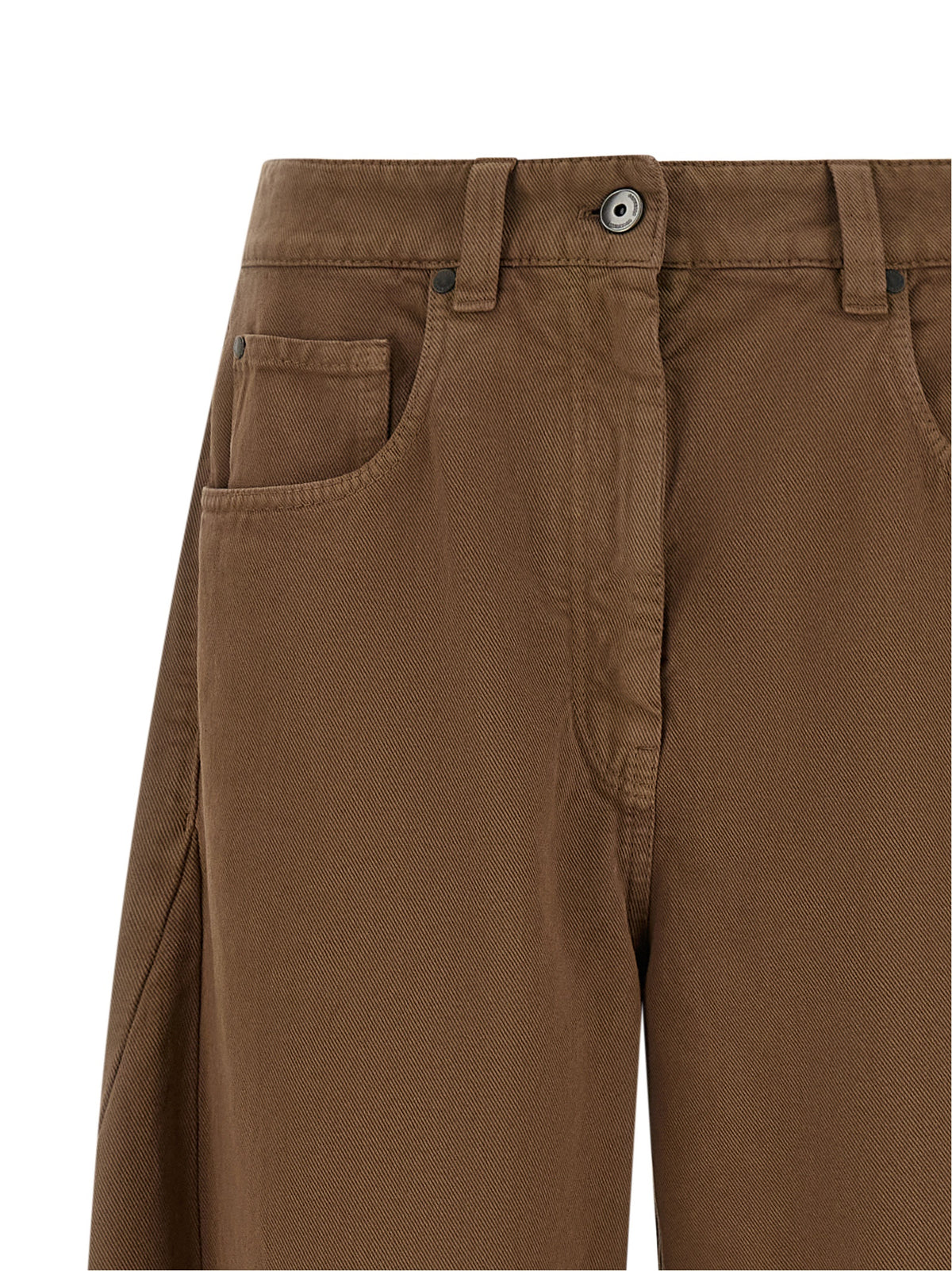Pantalon décontracté en coton marron Brunello Cucinelli