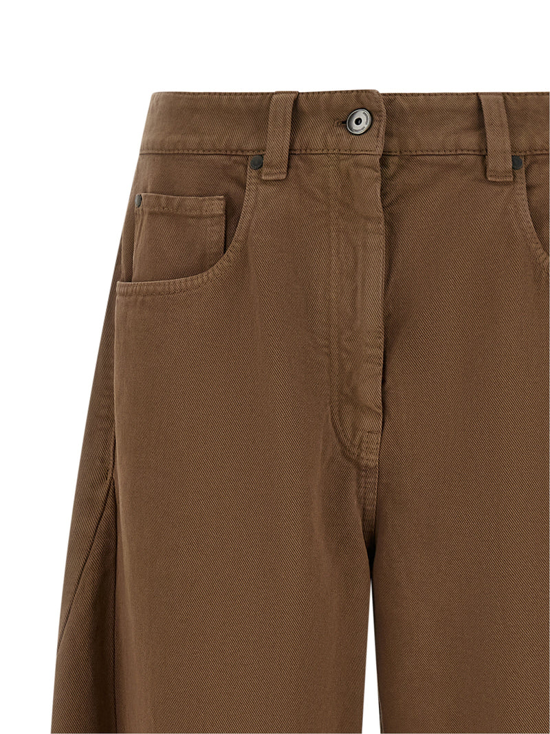Brunello Cucinelli Brown Cotton Casual Pants