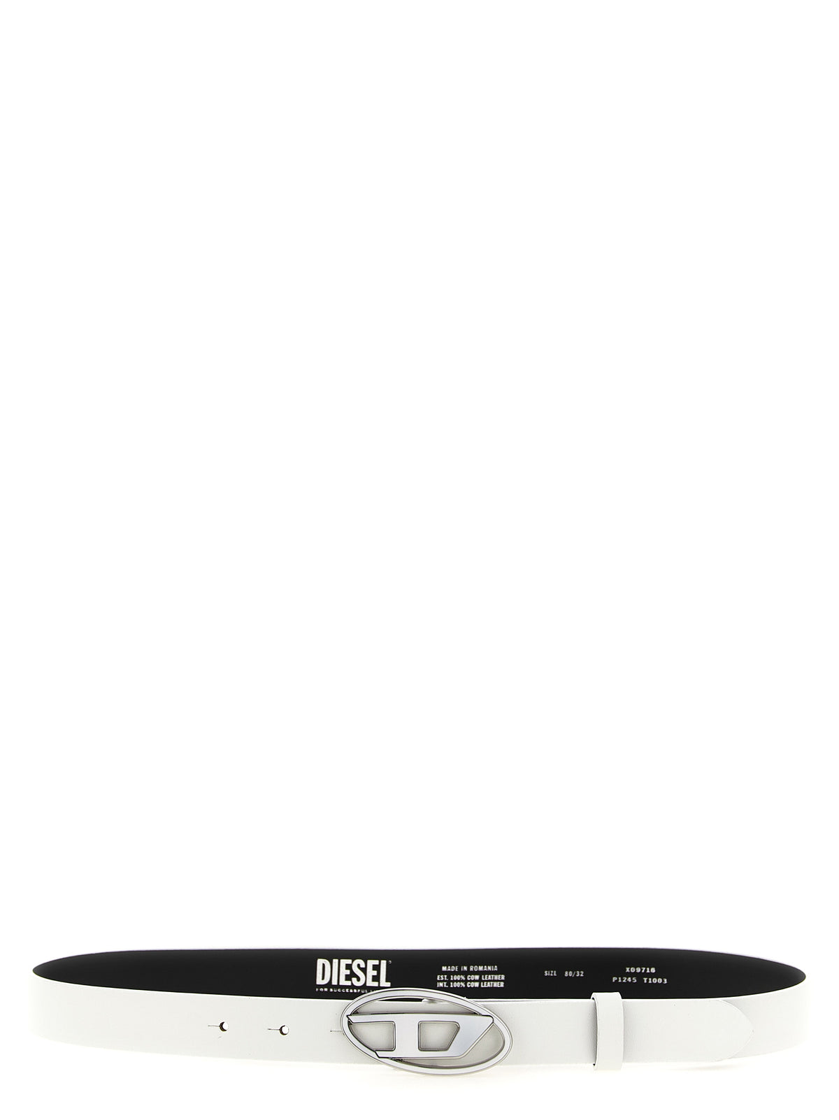 Ceinture classique en cuir blanc Diesel