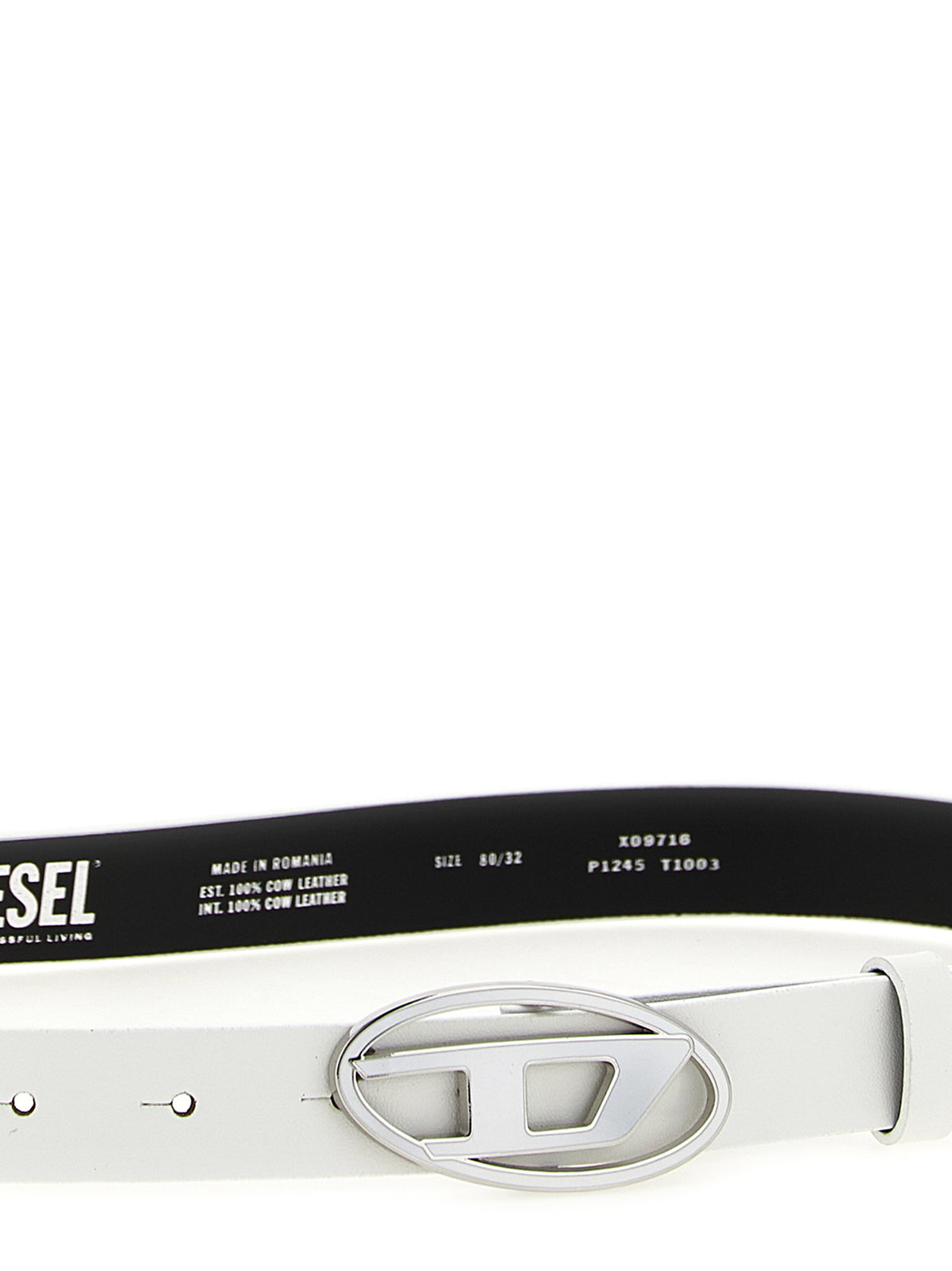Ceinture classique en cuir blanc Diesel