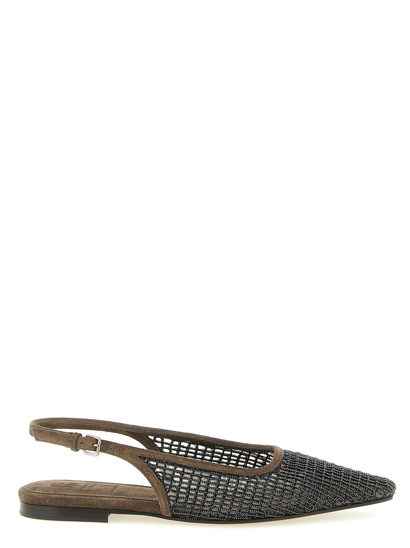 Ballerines Brunello Cucinelli en cuir de veau marron