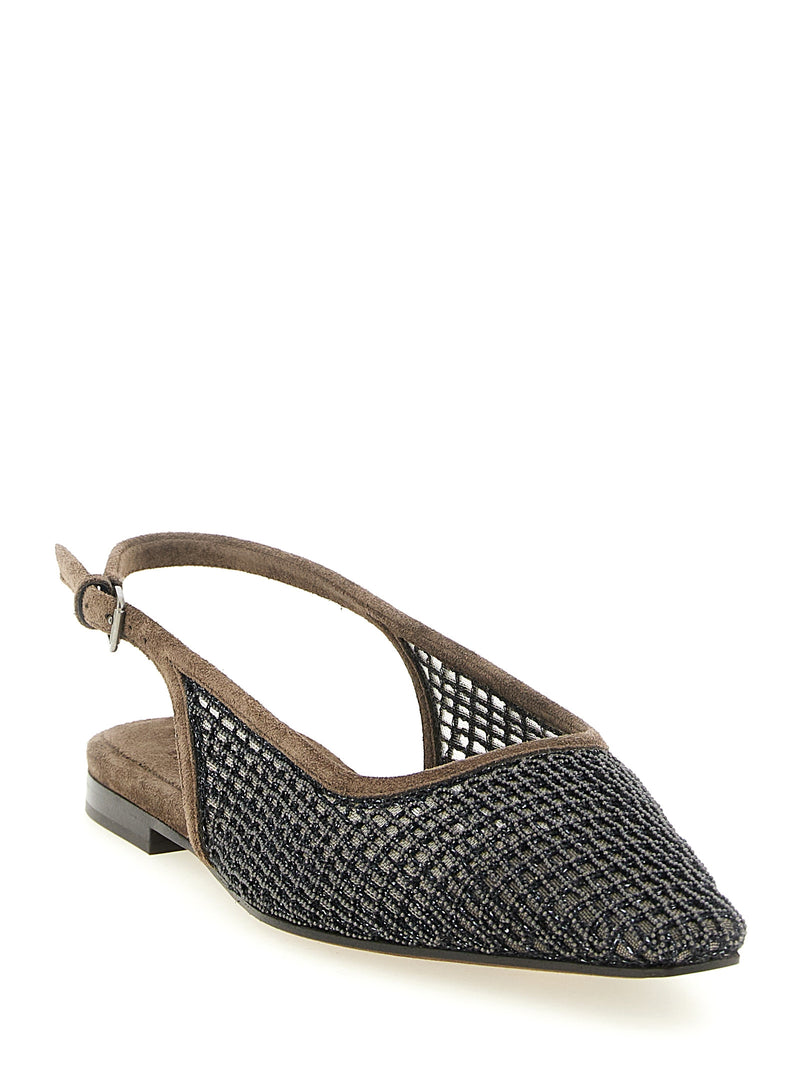 Ballerines Brunello Cucinelli en cuir de veau marron